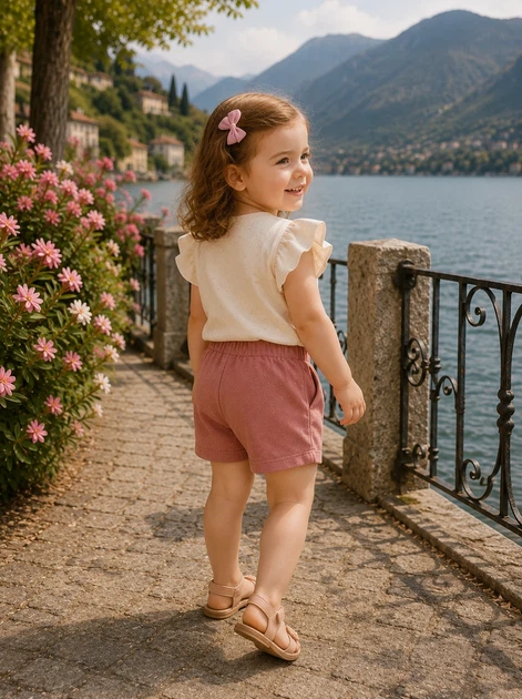 Комплект летний “Little Glam” Kiddo пудровый 92 см - Фото 2 Комплект летний “Little Glam” Kiddo пудровый 92 см - изображение 2