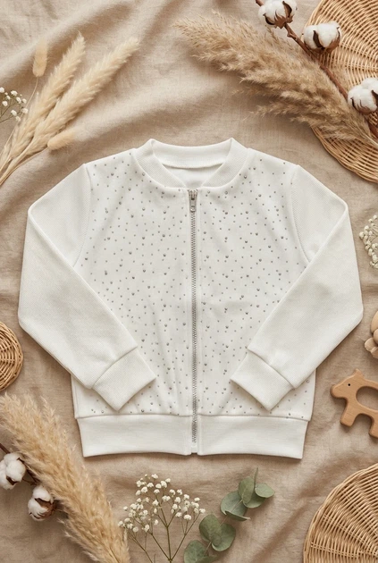 Кофта на блискавці з розсипом камінчиків Kiddo Молочний розмір 140 (KIDDO-984F33DDF9D944BFA02ADA52EBC0B17D) - Фото 3 Кофта на блискавці з розсипом камінчиків Kiddo Молочний розмір 140 (KIDDO-984F33DDF9D944BFA02ADA52EBC0B17D) - изображение 3