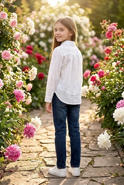 Блузка лляна для дівчинки Kiddo Білий розмір 146 (KIDDO-D893460B219F4CD6821D2BF101CB8094) - Фото 2 Блузка лляна для дівчинки Kiddo Білий розмір 146 (KIDDO-D893460B219F4CD6821D2BF101CB8094) - зображення 2
