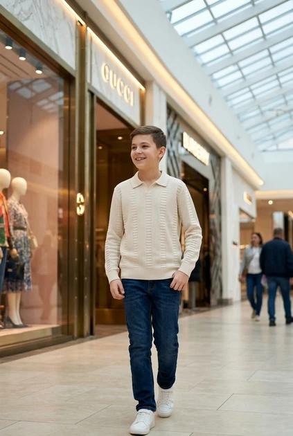 Світшот в'язаний з рельєфним візерунком Kiddo молочний 176 см - Фото 1 Світшот в'язаний з рельєфним візерунком Kiddo молочний 176 см - зображення 1