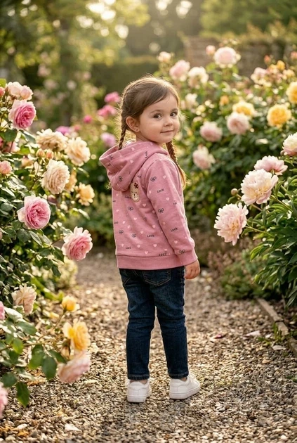 Кофта на молнии 'Мишка и сердца' Kiddo приглушенный розовый 80 см - изображение 2