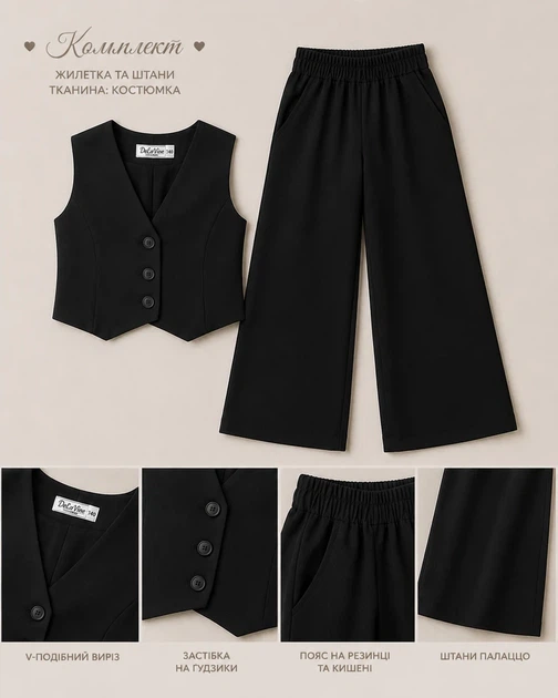 Комплект школьный Elegant Line Kiddo черный 140 см - изображение 3