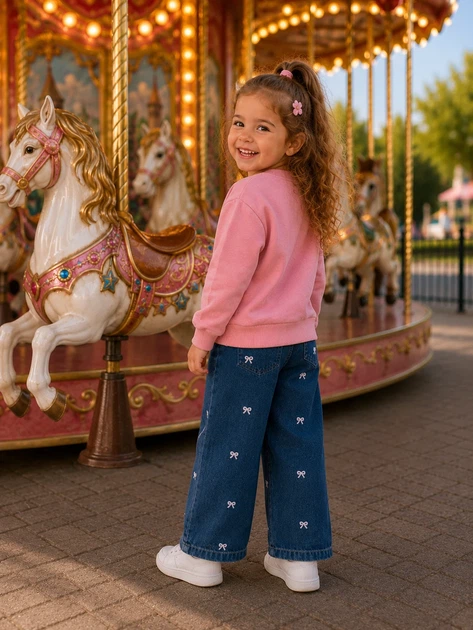 Комплект двойка “Denim Bow Chic” Kiddo розовый 92 см - Фото 2 Комплект двойка “Denim Bow Chic” Kiddo розовый 92 см - изображение 2
