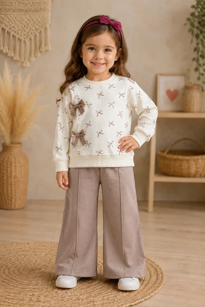 Комплект Bow Style Kiddo бежевый 92 см - Фото 1 Комплект Bow Style Kiddo бежевый 92 см - изображение 1