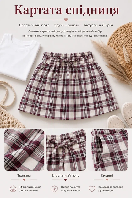 Юбка-шорты Check Charm Kiddo белый 140 см - Фото 3 Юбка-шорты Check Charm Kiddo белый 140 см - изображение 3