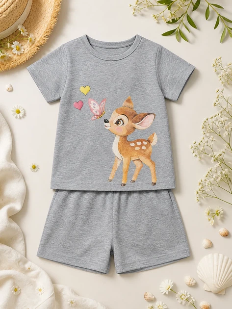 Костюм Бамби: бабочки и сердечки Kiddo серый 104 см - Фото 3 Костюм Бамби: бабочки и сердечки Kiddo серый 104 см - изображение 3