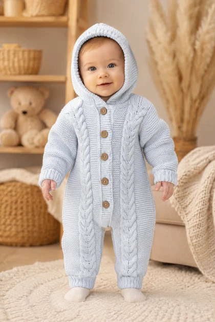 Комбинезон вязаный Little Cozy Kiddo голубой 74 см - Фото 1 Комбинезон вязаный Little Cozy Kiddo голубой 74 см - изображение 1