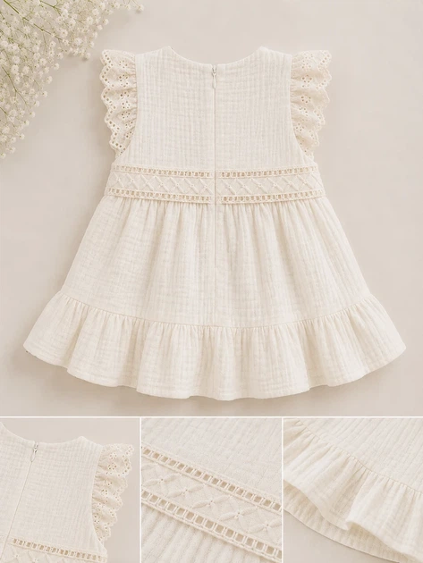 Платье муслиновое Emilia Kiddo молочный 80 см - изображение 4