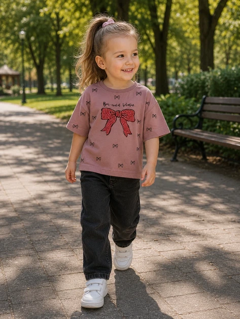 Футболка Bow Print Kiddo Пудра розмір 98 (KIDDO-9C4747510B1E42BB9365FA8462A8A5C4) - Фото 1 Футболка Bow Print Kiddo Пудра розмір 98 (KIDDO-9C4747510B1E42BB9365FA8462A8A5C4) - изображение 1