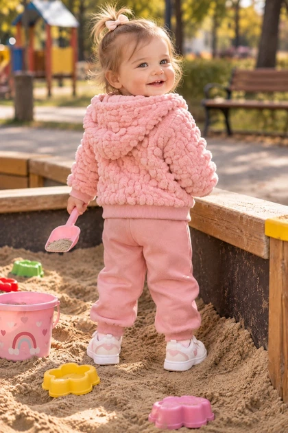 Комплект-тройка с пушистой кофтой Teddy Kiddo розовый 68 см - изображение 2