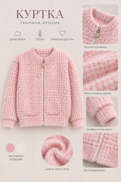 Бомбер для девочки Soft Rabbit Kiddo розовый 140 см - изображение 3