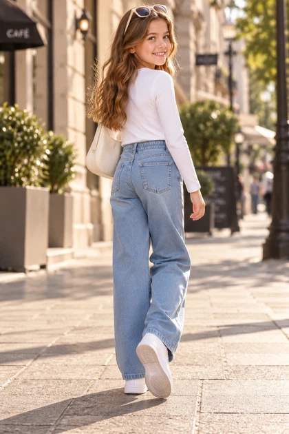 Джинси Shiny Denim на круговій резинці Kiddo Блакитний розмір 134 (KIDDO-851C3C00E1974F5E82492B7F95CB68E1) - зображення 2