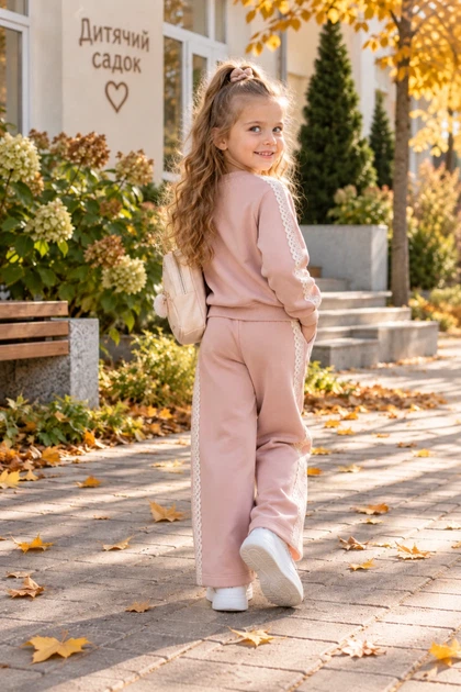 Костюм теплый Crystal Bow с бантом Kiddo пудровый 98 см - Фото 2 Костюм теплый Crystal Bow с бантом Kiddo пудровый 98 см - изображение 2