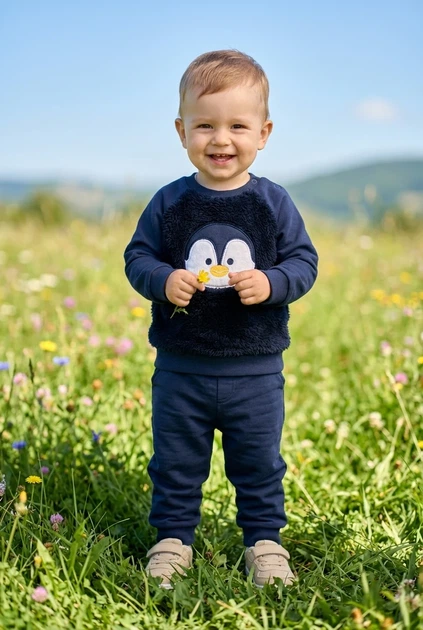 Кофта темно-синяя с пушистой аппликацией пингвина Kiddo темный синий 74 см - Фото 1 Кофта темно-синяя с пушистой аппликацией пингвина Kiddo темный синий 74 см - изображение 1