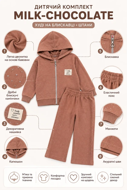 Комплект двойка Crystal Shine Kiddo молочный шоколад 92 см - изображение 3
