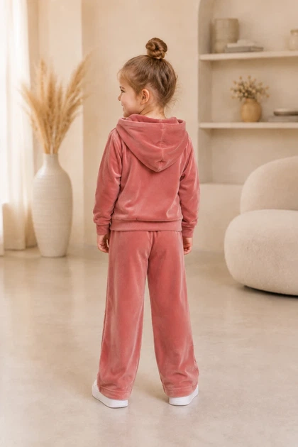 Костюм велюровый «Mia» Kiddo персиковый 92 см - Фото 2 Костюм велюровый «Mia» Kiddo персиковый 92 см - изображение 2