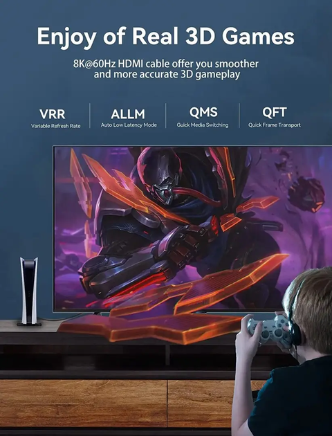 Кабель Vention HDMI-HDMI, 1.5 м, v2.1, (AANBG) - Фото 2 Кабель Vention HDMI-HDMI, 1.5 м, v2.1, (AANBG) - зображення 2