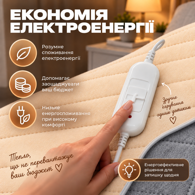 Електропростирадло Termosoft тепле простирадло з підігрівом Kayfovo 120*160 полуторка байка Персиковий - зображення 6
