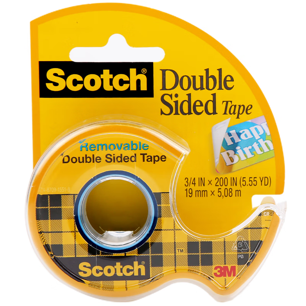 Двусторонняя клейкая лента 3M Scotch, легко отрывается, прозрачная, канцелярские товары, 19 мм × 5,08 м, с резаком. - изображение 5