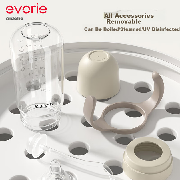 Детская бутылочка Evorie Exquisite Series Tritan с широким горлышком, 240 мл, молочный цвет, абрикосово-белый (от 6 месяцев) - зображення 5