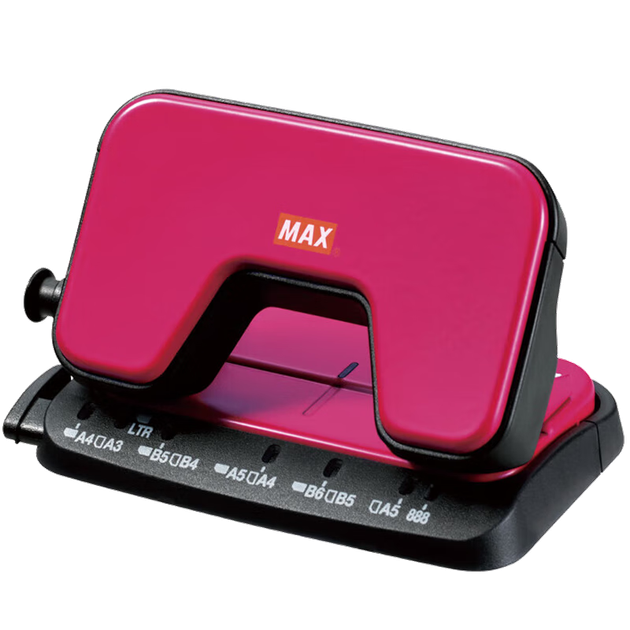 Універсальний двоотвірний перфоратор MAX, круглий перфоратор для офісної папки, що економить час (пробиває 12 аркушів/60 г), DP-15T, рожевий - Фото 4 Універсальний двоотвірний перфоратор MAX, круглий перфоратор для офісної папки, що економить час (пробиває 12 аркушів/60 г), DP-15T, рожевий - зображення 4