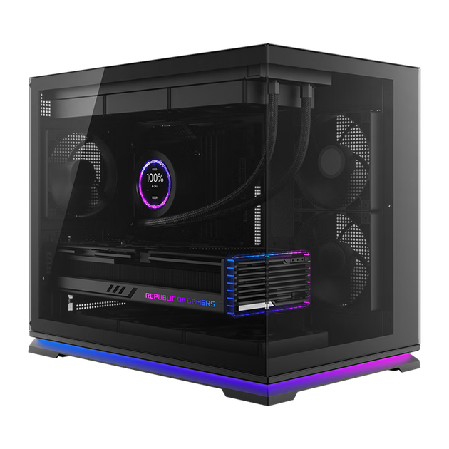 Корпус для настольного компьютера SAMA Fly Light Black Wide Body Seaview ARGB Hidden Light Strip M-ATX, задняя панель для материнской платы, поддержка водяного охлаждения 360°. - изображение 4