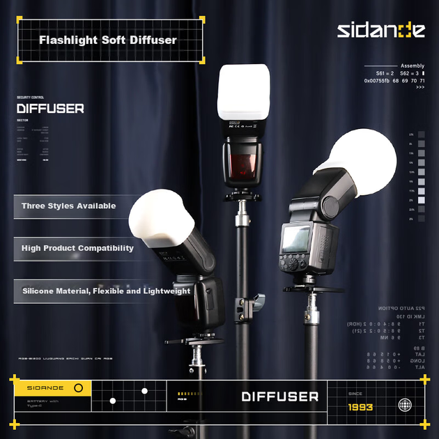 Набір силіконових розсіювачів м'якого світла Sidande Flash, аксесуари для спалахів, напівсферичний розсіювач м'якого світла у формі кулі, складний розсіювач м'якого світла, сумісний з FK580, FK300, Flash60. - зображення 4