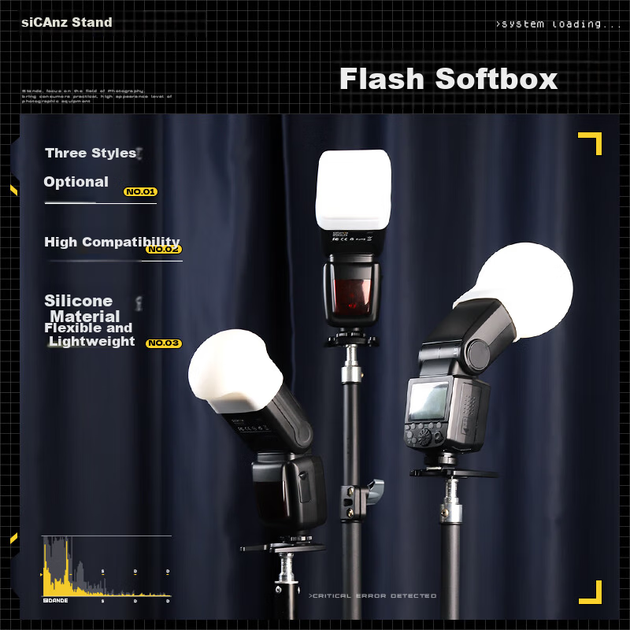 Набір силіконових розсіювачів м'якого світла Sidande Flash, аксесуари для спалахів, напівсферичний розсіювач м'якого світла у формі кулі, складний розсіювач м'якого світла, сумісний з FK580, FK300, Flash60. - зображення 9