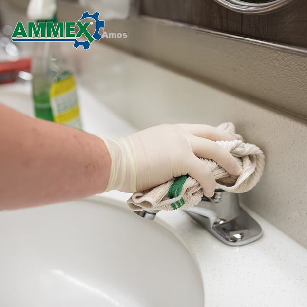 Одноразові латексні рукавички AMMEX, 100 штук, кремово-білі XLFRT, малий розмір S - изображение 12