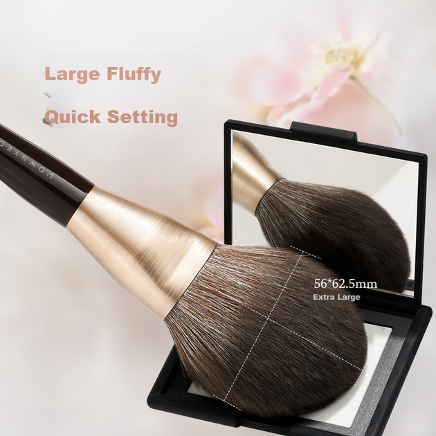 Кисть для рассыпчатой пудры Rownyeon Gesang Flower Loose Powder Brush, большая, с мягким пушистым ворсом в форме языка, предназначенная для фиксации макияжа. - изображение 5