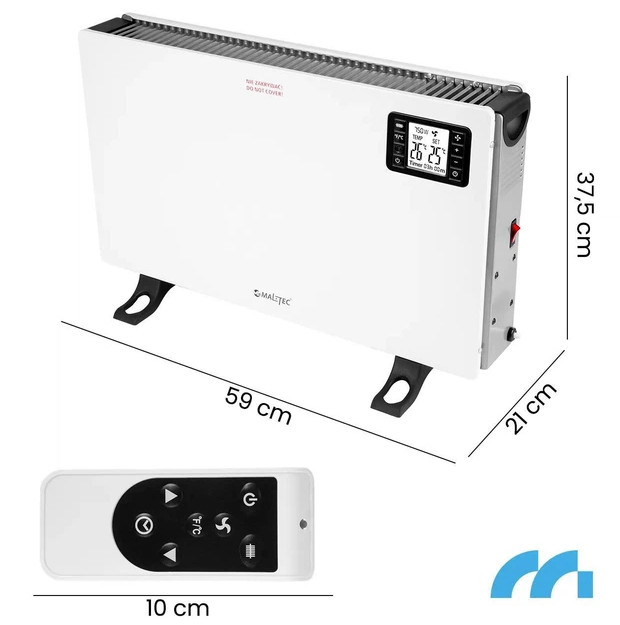 Конвектор електричний MalTec CH2000DW Turbo 2000 Вт, 3 режими, термостат, пульт, таймер, LCD-дисплей, білий - зображення 4
