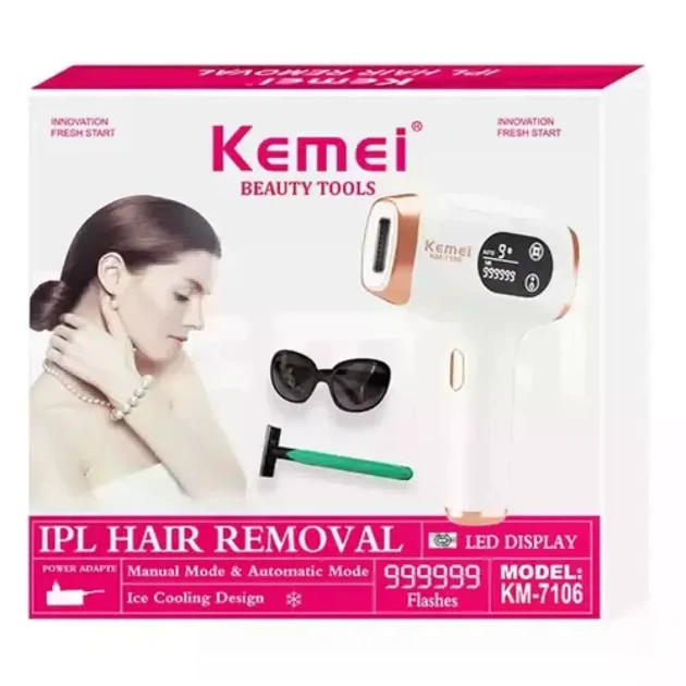 Фотоепілятор IPL Kemei KM-7106 для домашнього видалення волосся на ногах, руках, пахвах, зоні бікіні та обличчі - изображение 8