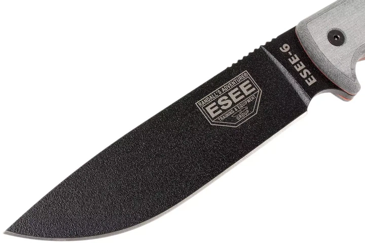Ніж туристичний для польової кухні Esee Model 6 Gray Micarta ESEE-6P-B - изображение 4