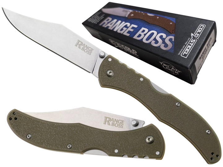 Ніж складаний Cold Steel Range Boss, замок Tri-Ad Lock, лезо Plain Stonewashed 4116, руківя Dark Earth Zy-Ex, Тайвань, CS-20KR9 - Фото 2 Ніж складаний Cold Steel Range Boss, замок Tri-Ad Lock, лезо Plain Stonewashed 4116, руківя Dark Earth Zy-Ex, Тайвань, CS-20KR9 - изображение 2