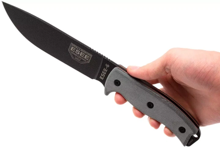 Ніж туристичний для польової кухні Esee Model 6 Gray Micarta ESEE-6P-B - изображение 9