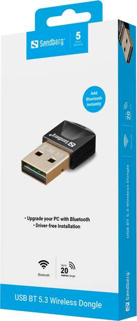 Bluetooth adapter Sandberg USB BT 5.3 Black (5705730134340) - obraz 2