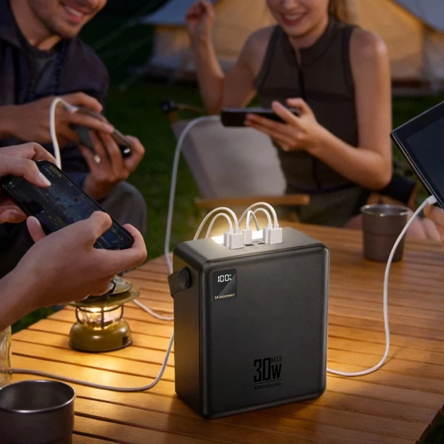 Powerbank Wozinsky W8-B 100000 mAh 30 W 2x USB-A і 2x USB-C з ліхтариком Black (5907769388125) - Фото 9 Powerbank Wozinsky W8-B 100000 mAh 30 W 2x USB-A і 2x USB-C з ліхтариком Black (5907769388125) - зображення 9
