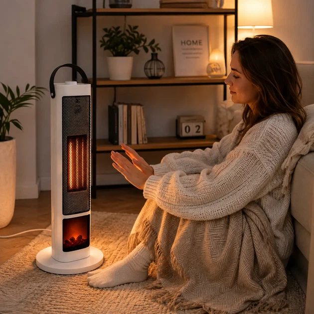 Тепловентилятор Portable Fan Heater 2000 Вт електричний обігрівач для дому офісу дачі з регулюванням температури та захистом від перегріву - изображение 6