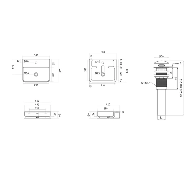 Комплект Qtap Nando LT: Раковина подвесная прямоугольная 500х420х130 мм Matt Black + Донный клапан PU03O - Фото 2 Комплект Qtap Nando LT: Раковина подвесная прямоугольная 500х420х130 мм Matt Black + Донный клапан PU03O - изображение 2