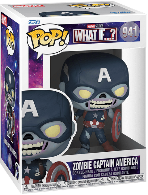Фигурка Funko POP! Marvel: What If...? — Zombie Captain America with Shield (Зомби Капитан Америка со щитом) #941 - Фото 1 Фигурка Funko POP! Marvel: What If...? — Zombie Captain America with Shield (Зомби Капитан Америка со щитом) #941 - изображение 1