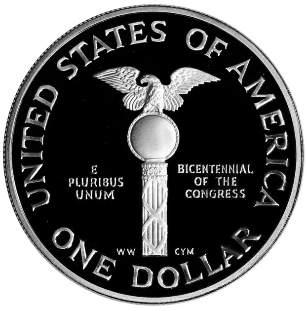 Колекційна срібна монета "Liberty - BICENTENNIAL OF THE CONGRESS" 26,73 г 1989 рік - изображение 2