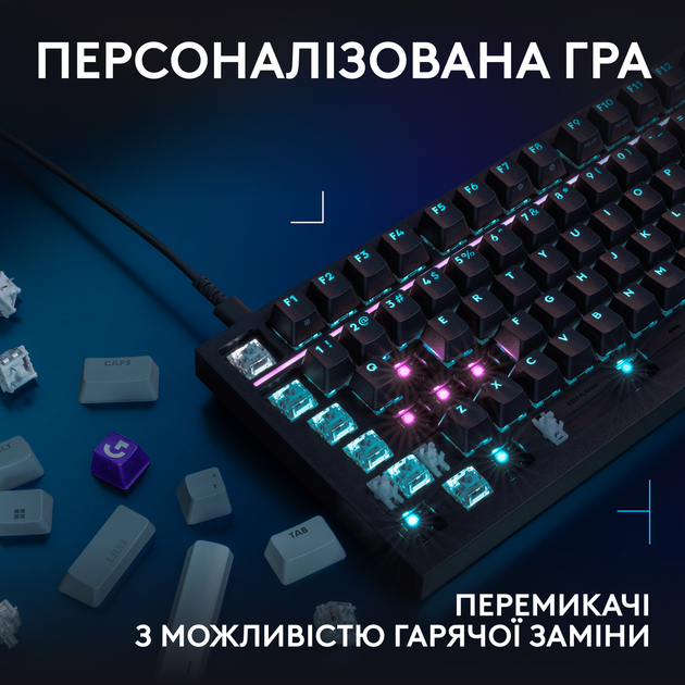 Клавиатура проводная Logitech G316 X 75 TKL RGB USB Black (L920-014291) - Фото 4 Клавиатура проводная Logitech G316 X 75 TKL RGB USB Black (L920-014291) - изображение 4
