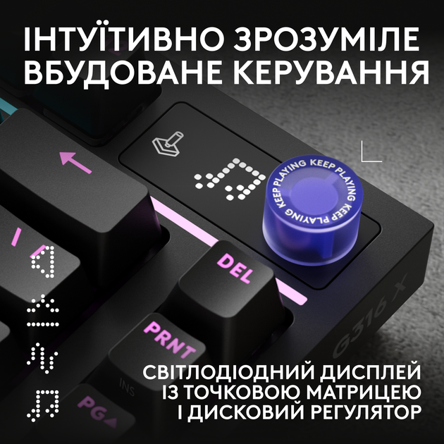 Клавиатура проводная Logitech G316 X 75 TKL RGB USB Black (L920-014291) - Фото 5 Клавиатура проводная Logitech G316 X 75 TKL RGB USB Black (L920-014291) - изображение 5