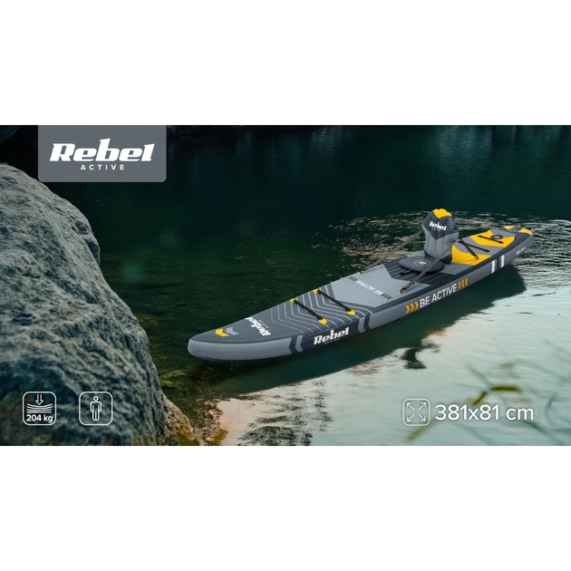 Дошка SUP REBEL ACTIVE PRO Touring 381x81x15 см, набір (RBA-4512) - Фото 10 Дошка SUP REBEL ACTIVE PRO Touring 381x81x15 см, набір (RBA-4512) - зображення 10