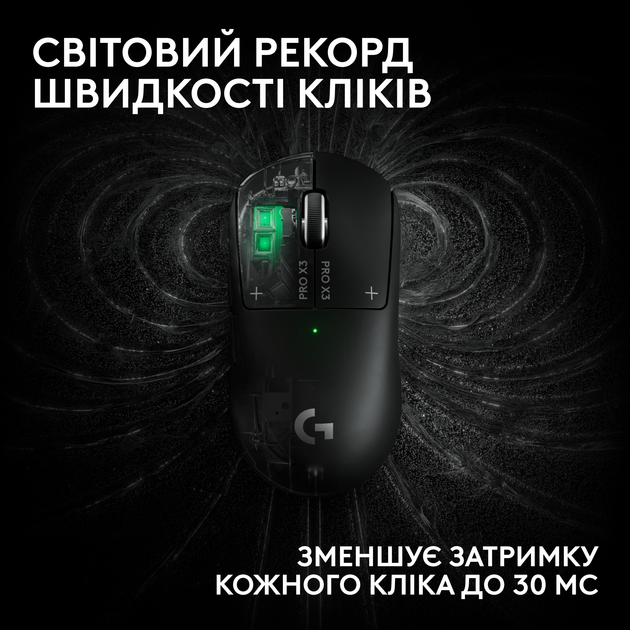 Миша Logitech G Pro X3 Superstrike Lightspeed Wireless Midnight Black (L910-007878) - Фото 7 Миша Logitech G Pro X3 Superstrike Lightspeed Wireless Midnight Black (L910-007878) - зображення 7