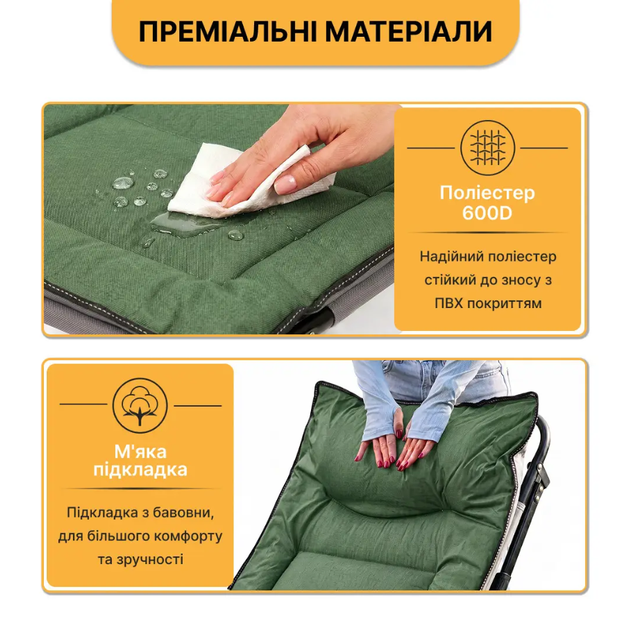 Металлическая раскладная кровать LEOBRO Green LB-FB-S1-GRN с матрасом - изображение 3