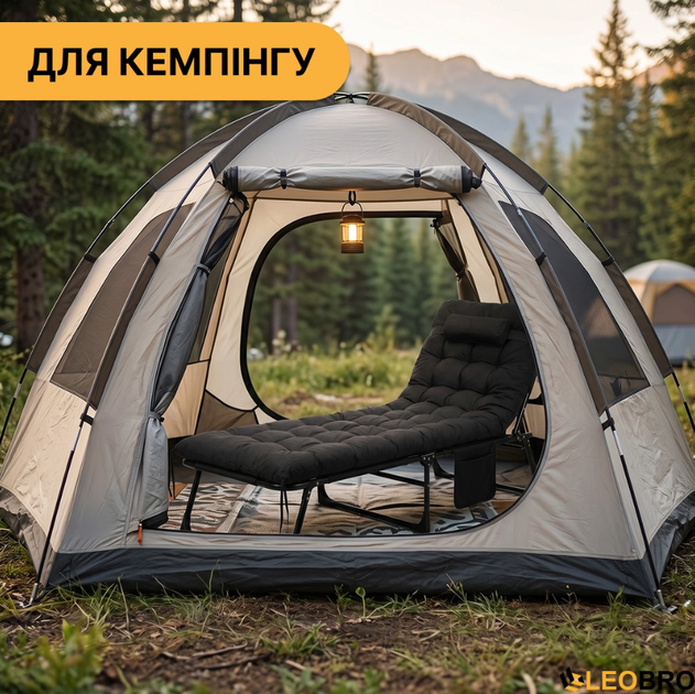 Раскладная кровать с мягким матрасом прочная LEOBRO 193 × 68 × 30 см черная с регулировкой спинки до 150 кг - Фото 9 Раскладная кровать с мягким матрасом прочная LEOBRO 193 × 68 × 30 см черная с регулировкой спинки до 150 кг - изображение 9