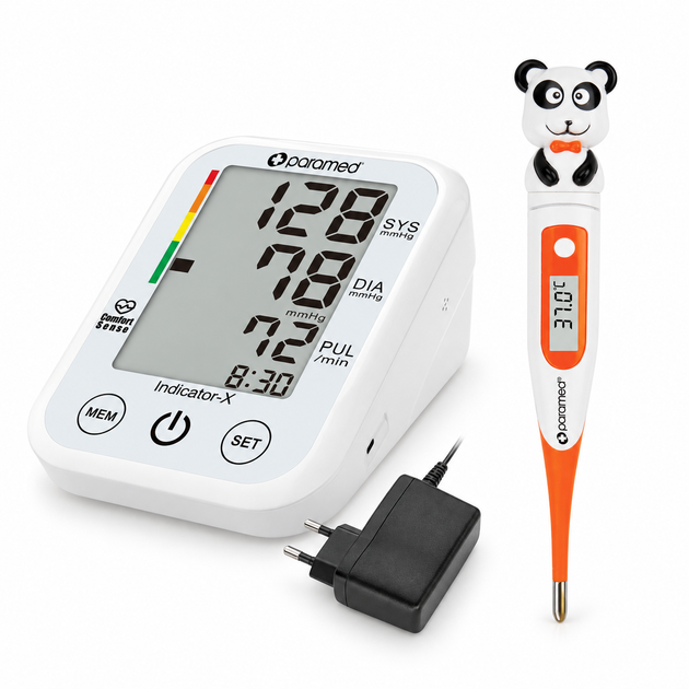 Тонометр автоматичний Paramed Indicator-X с голосовим супроводом + термометр Paramed Panda - Фото 4 Тонометр автоматичний Paramed Indicator-X с голосовим супроводом + термометр Paramed Panda - зображення 4