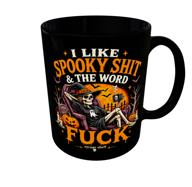 Кружка (чашка) з принтом I LIKE SPOOKY SHIT | гумористична | Хелловін | керамічна 330 мл | чорна ручка - Фото 3 Кружка (чашка) з принтом I LIKE SPOOKY SHIT | гумористична | Хелловін | керамічна 330 мл | чорна ручка - зображення 3