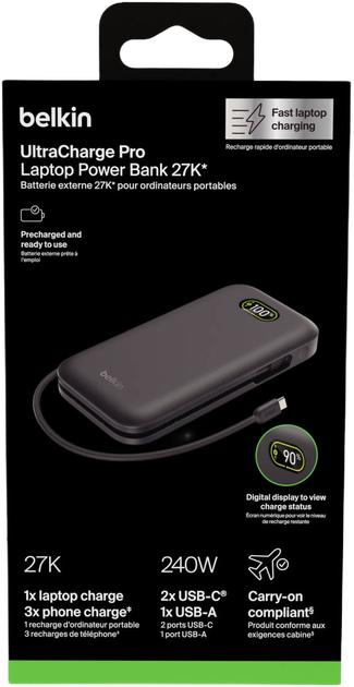 Powerbank Belkin UltraCharge Pro 27000 mAh 240W Grey (BPB040HQCH) - obraz 9